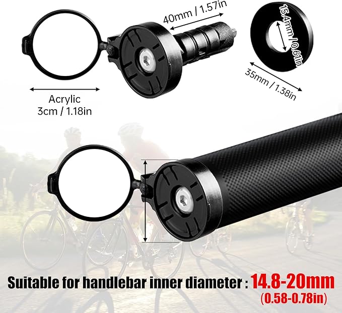 Bike Mirror, Mini Road Bike Mirrors, 360° Rotatable Folding Bicycle Rear View Mirrors for MTB, Universal Bicycle Mirror for Handlebars (Left 0.58-0.79")