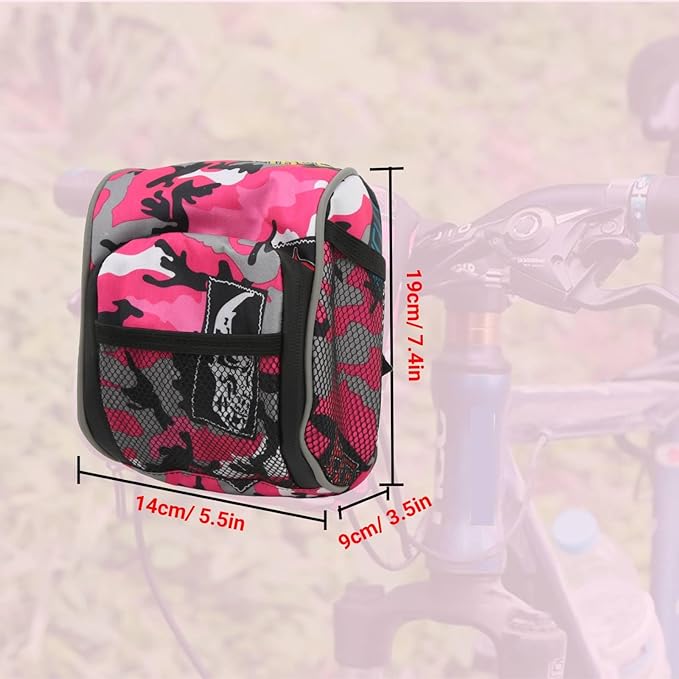 Niiyen Pink Riding Bag Front Bike Handlebar Bag Multifunctional Cycling Hanging Pouch for Electric Vehicle Bicycle Motorcycle Tricycle 7.4x5.5x3.5in