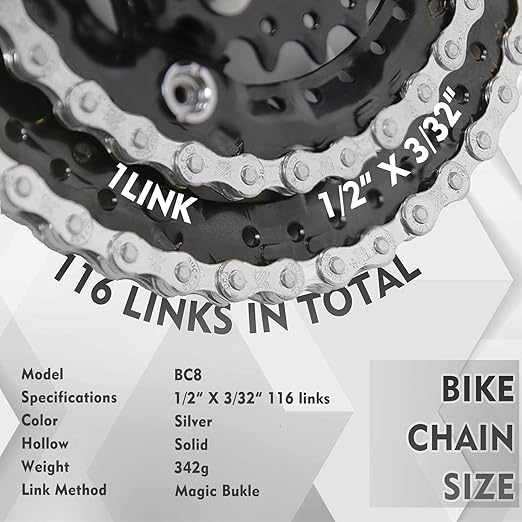 BUCKLOS 6/7/8/9/10/11/12 Speed Bike Chain, High Performance Lightweight Bicycle Chains for Road Bike/Mountain Bike/Ebike,Compatible with Shimano, SRAM, Campagnolo Silver/Gold