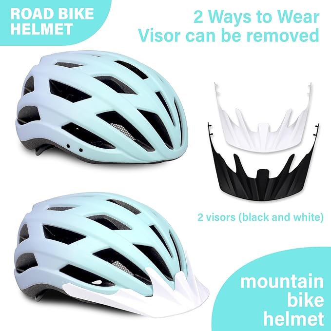 Bike Helmet for Adults Women Men Youth Kids, Lightweight Mountain Road Bicycle Cycling Helmets with Adjustable Dial & Removable Visor