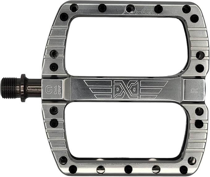 PDX G11 Mountain Bike Pedal MTB Pedal Large Concave Platform Machined Aluminum Polished Bicycle Non-Slip Pedals 9/16 Chromoly Spindle Smooth Ball Bearings