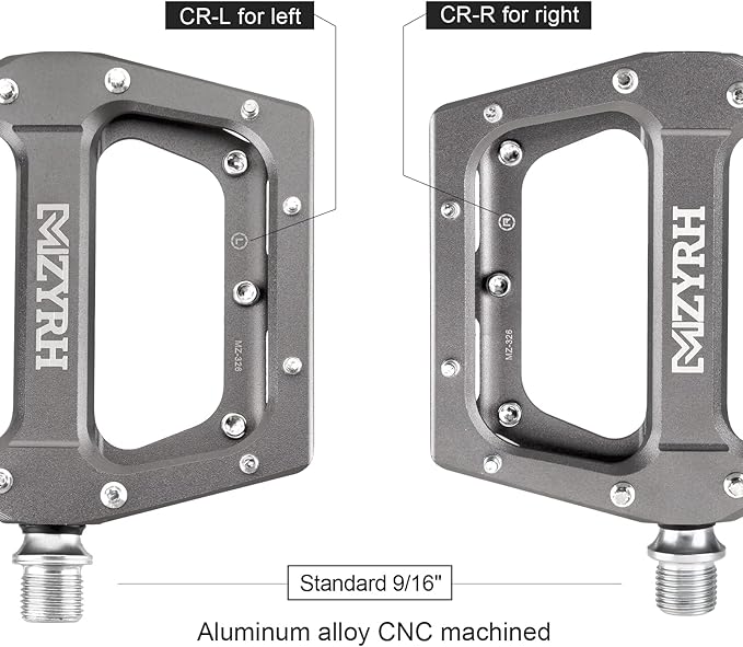 MZYRH Road/Mountain Bike Pedals MTB Pedals Aluminum Alloy Bicycle Pedals 9/16" Sealed Bearing Lightweight Platform for Road Mountain BMX MTB Bike