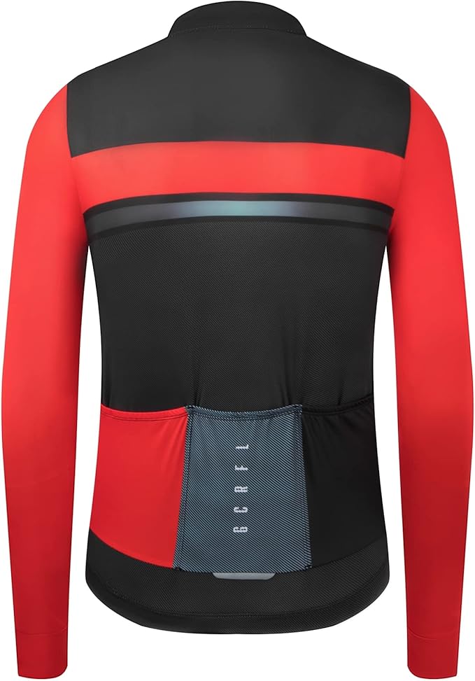 GCRFL Men's Cycling Jersey Long Sleeves Road Bike Jersey Shirt Cycling Tops, Zipper Pocket Lightweight PRO Race Fit UPF 50+