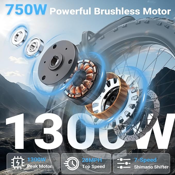 1300W/1800W Folding Electric Bike for Adults, 75-86 Miles PAS Range, 52V 13Ah/18.2Ah Removable Battery, 20" Fat Tire Electric Bicycle, 20MPH 7-Speed Commuter Ebike, Max 330LBS, UL2849 Certified