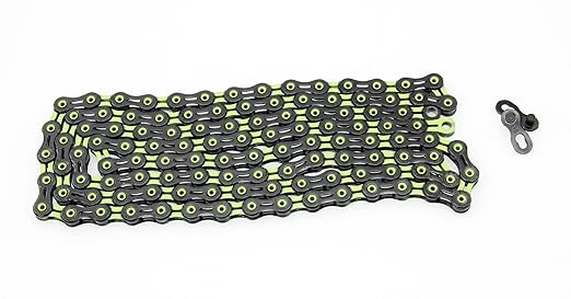 PYC SP1101 11-Speed Bike Chain, 116 Links (116L), Super Lightweight Hollow-Pin Bicycle Chain for Mountain (MTB) & Road Bikes, Compatible with Shimano, SRAM, Campagnolo (DLC Green)
