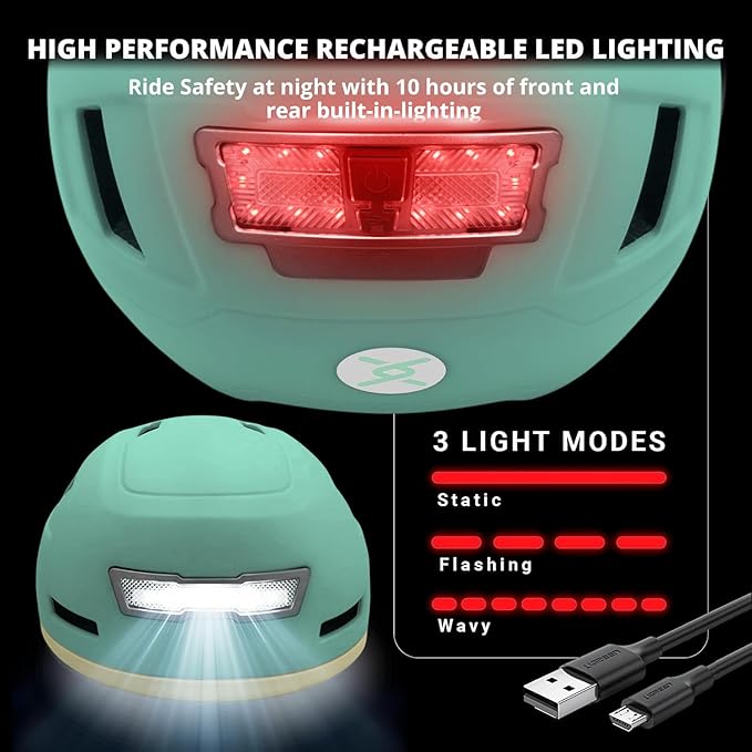 XNITO Bike Helmet with LED Lights - Urban Bicycle Helmet for Adults, Men & Women - CPSC & NTA-8776 Dual Certified - Class 3 E-Bikes, Scooters, Onewheel, Commuter, Mountain