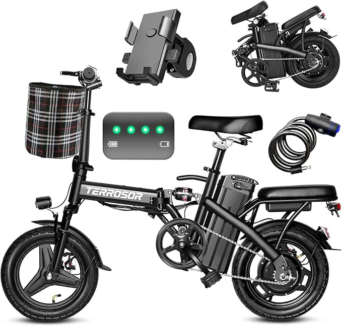 Electric Bike for Adults Teens, Commuter City Folding ebike with 560W Motor and 48V Battery, 24MPH 3-Level Pedals Assist, Dual Disc Brakes,14" Compact Foldable Electric Bicycle with UL 2849 Certified
