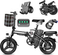 Electric Bike for Adults Teens, Commuter City Folding ebike with 560W Motor and 48V Battery, 24MPH 3-Level Pedals Assist, Dual Disc Brakes,14" Compact Foldable Electric Bicycle with UL 2849 Certified