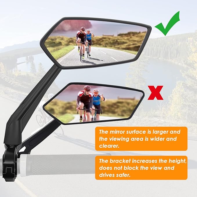 Arkham Bike Mirror for Handlebar Adjustable Bicycle Rear View Mirror 360 Rotatable, HD Glass Bicycle Mirror Shakeproof, Easy Installation,Wide View Angle, Essential Bike Tool for All Bicyclists,Right