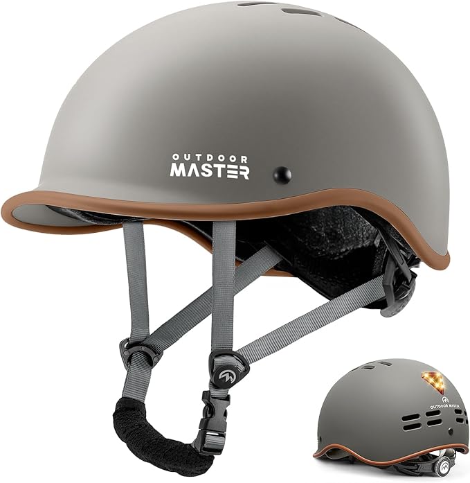 OutdoorMaster Bike Helmet for Adults,Adjustable Cycling Helmet with Light for Men & Women - Safety Certified for Bicycle Skateboard Road Bike Skating Roller Commuting Helmet