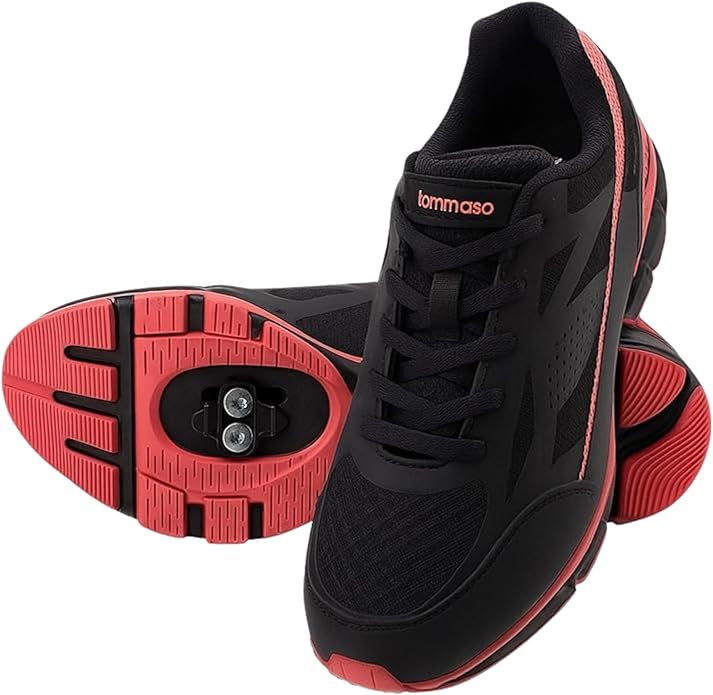 Tommaso Women's Cycling Shoes with Pre-Installed SPD Cleats — Easy to Walk-in Ventilated SPD Cycling Shoes for Women's Spin Classes and Indoor Bikes — Comfortable on Foot and Toebox.