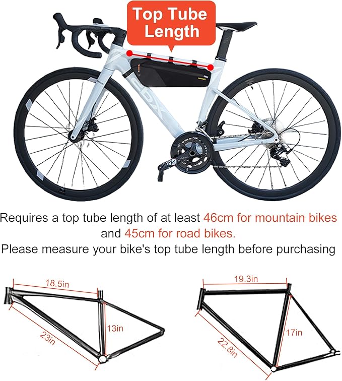 Bike Frame Bag - 2.5L Waterproof Cycling Triangle Bag with Side Pocket, Bicycle Under Tube Storage for Gravel, MTB, Road Bike (2.5L)