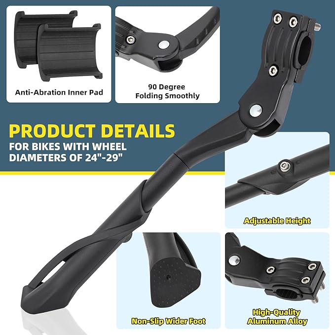 Desoto Bike Kickstand Universal, Rear Side Kick Stand with Height Adjustable, High Quality Materials for Mountain Bike Road Bike in 24-29"