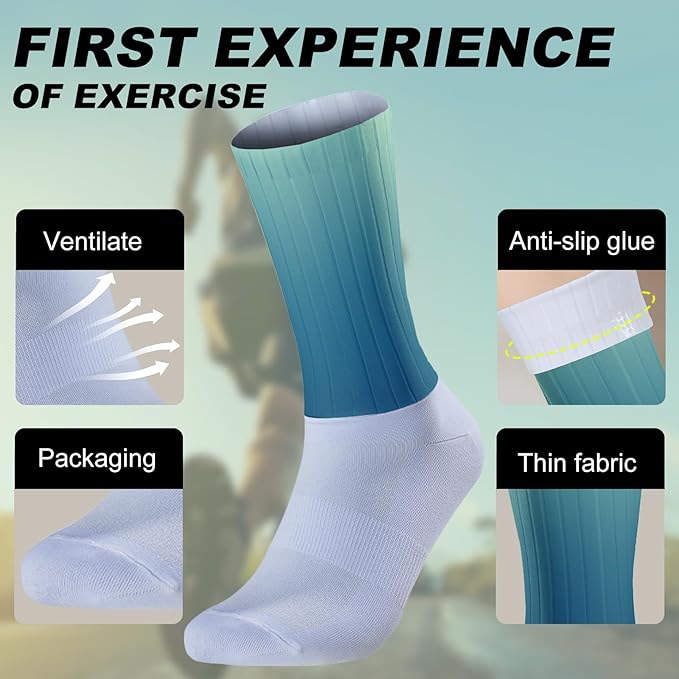 Cycling Socks Athletic Crew Socks Breathable Cushioned Compression Running Hiking Socks For Mens Womens