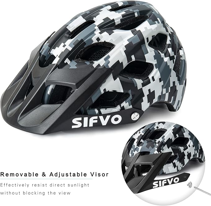Kids Bike Helmet for Boys and Girls Ages 8-14 Adjustable Youth Helmet with Detachable Visor Lightweight, Safe & Stylish Cycling Bicycle Helmets for Kids 54-57cm