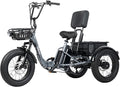Folding Electric Tricycle for Adults 2 Seater, 22MPH 100 Miles 4" Wide Fat Tire Electric Trike, 3 Wheel Electric Bike 1200W, 48V 20AH Battery, 550LBS Load, Reverse, Parking, Differential, UL Certified