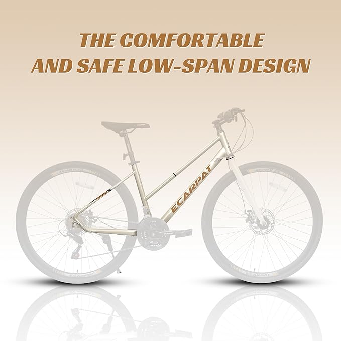 700C Road Hybrid Bike for Adult, 21-Speed Road Bike Road Bicycle Carbon Steel Frame/Dual-Disc Brakes/Multiple Colors