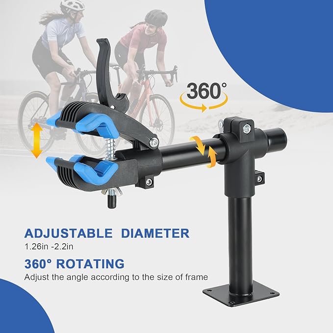 DASBET Bike Repair Storage Stand Wall Mount Bicycle Rack Workstand with Adjustable Clamp Bicycle Maintenance Rack for Road Mountain Bikes Clamp Bike Hanger for Garage or Home