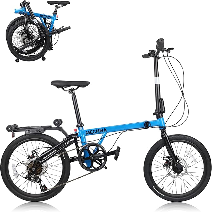 20 Inch Folding Bike for Adults, 7-Speed Shimano Gears & Dual Disc Brakes, Steel Frame,Compact Foldable Design- Perfect for Commuting/Travel