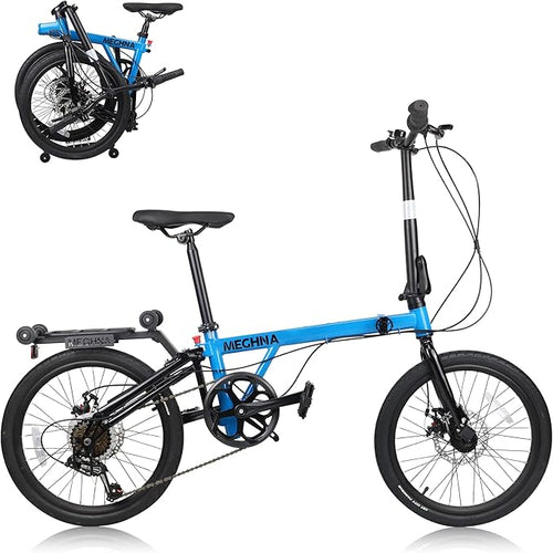 20 Inch Folding Bike for Adults, 7-Speed Shimano Gears & Dual Disc Brakes, Steel Frame,Compact Foldable Design- Perfect for Commuting/Travel