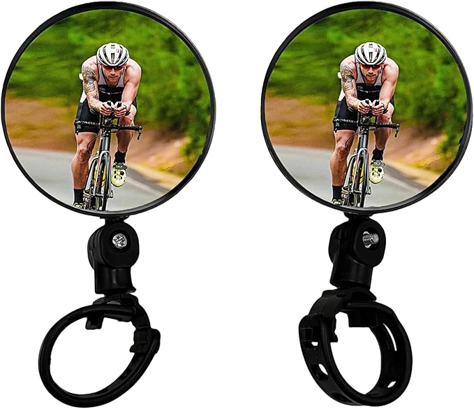 Upgraded Bike Mirror, 2 Pcs Bike Rear View Mirrors, Clear & 360° Adjustable View Bicycle Mirrors for Mountain & City Bikes, Bike Mirror Handlebar Mount (Pair)