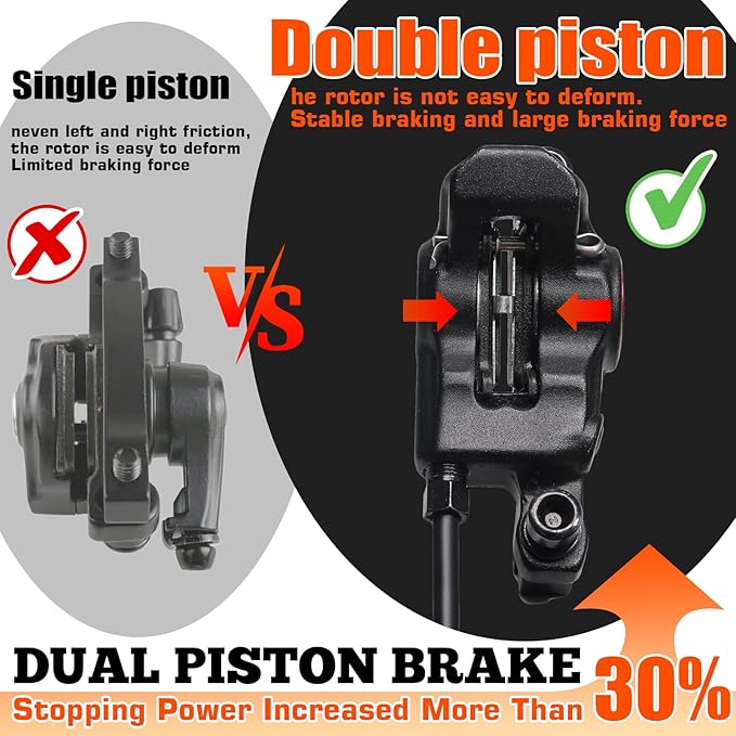BUCKLOS MTB Hydraulic Disc Brakes Set, Mountain Bike Left Front 800mm Right Rear 1450mm Brake Aluminum Alloy Levers with Calipers PM/is Adapter Fit E-Bike(Pred Bled/Pads Included)