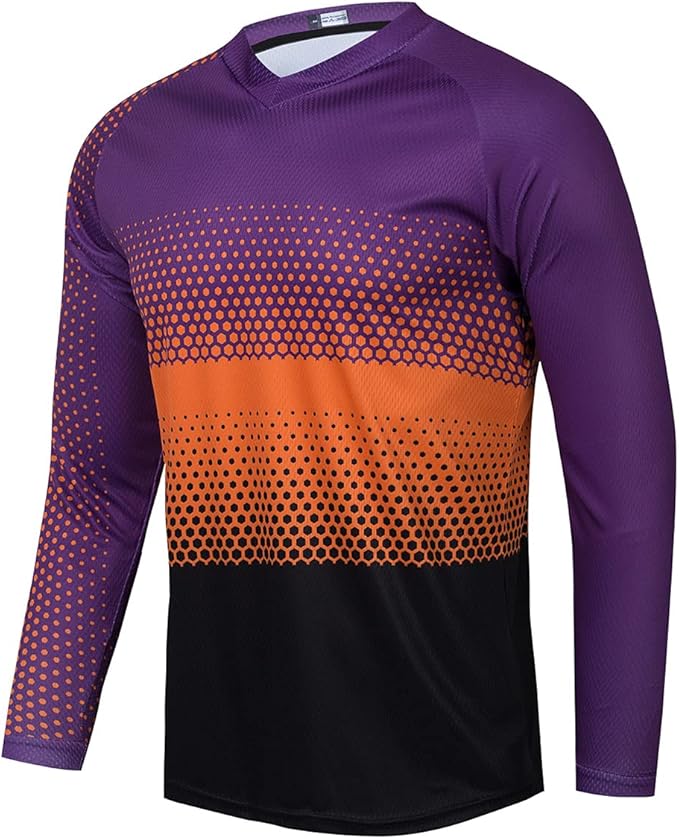 Men's Mountain Bike Jersey Long Sleeve MTB Off-Road Motocross Jersey Quick Dry Downhill&Motocross Shirts