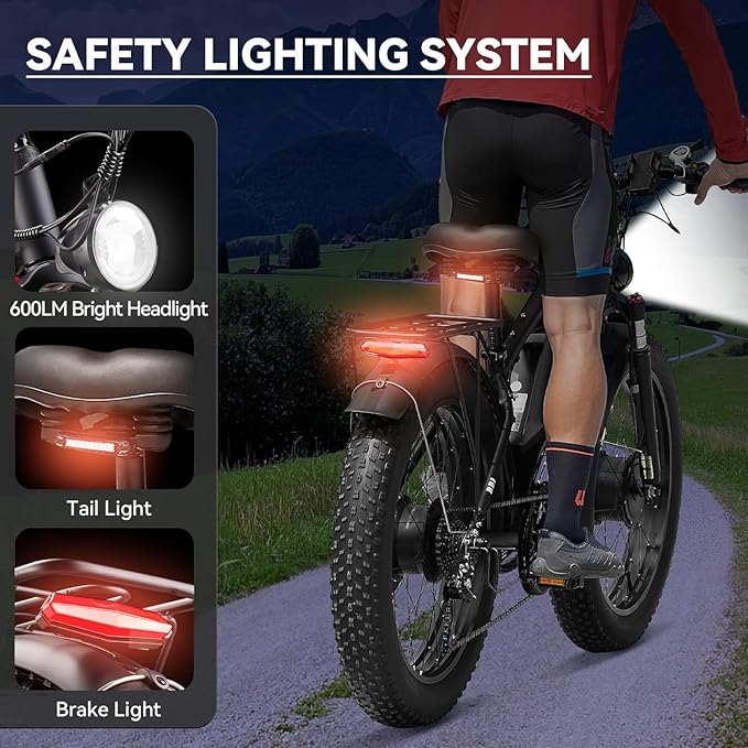 9000W Dual Motor Ebike for Adults Men 45MPH - Fast Electric Bike with 52V 34Ah Battery Up to 100 Miles,Lockable Suspension 24" Fat Tire Electric Bicycle for Off-Road Mountain Snow Commuter