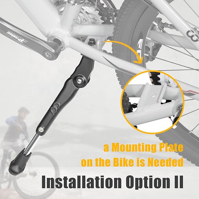 CyclingDeal Adjustable Bicycle Kickstand Centre Mount Type - for MTB Hybrid Kids Bikes - Premium Aluminium Alloy with Rubber Pads Non-Slip Non-Scratch Design - for 24" - 29" MTBs