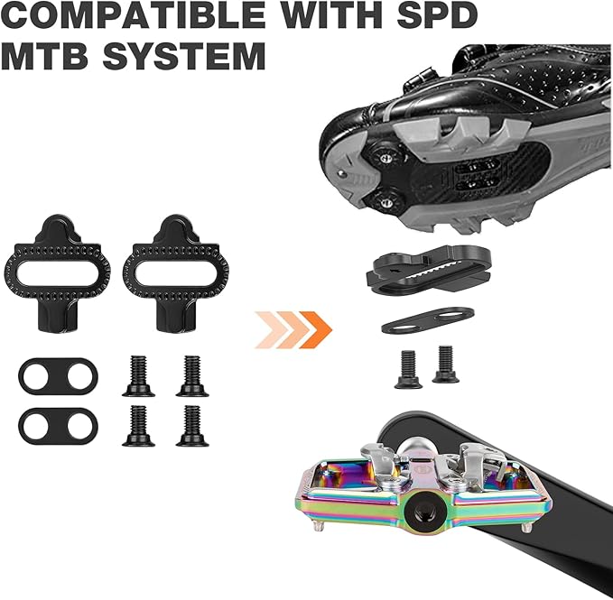 CXWXC Mountain Bike Pedals Compatible with Shimano SPD Cleats - Dual Sided Plat & Clip Pedal, 9/16” Bicycle Platform and Clipless Pedals for Road, MTB, and Hybrid Bikes
