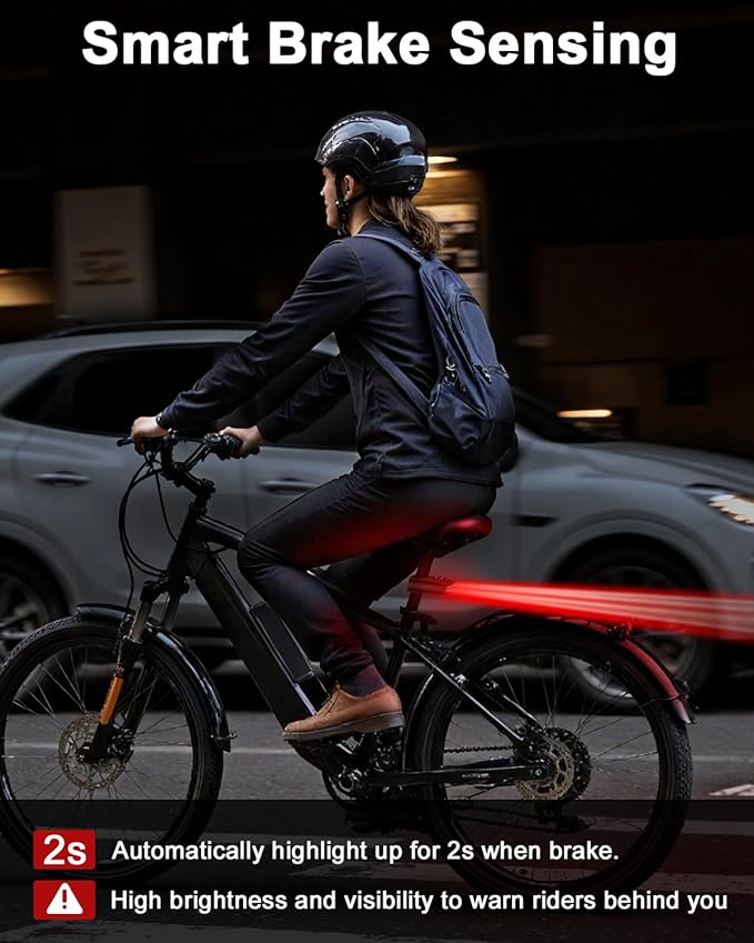 ONVIAN 2 in 1 Bike Alarm with Taillight, USB Rechargeable 105dB Anti-Theft Bicycle Alarm Brake Sensing Rear Light, IP65 Waterproof 4 Modes Safety Flash,Vibration Sensor Ebike Warning 1.5H Fast Charge