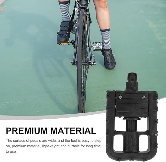 PRETYZOOM 2pcs Mountain Bike Pedals Flat Platform Lightweight Nylon Composite Pedals with Sealed Bearings High Grip for Folding Bikes Trail Riding and Outdoor Cycling
