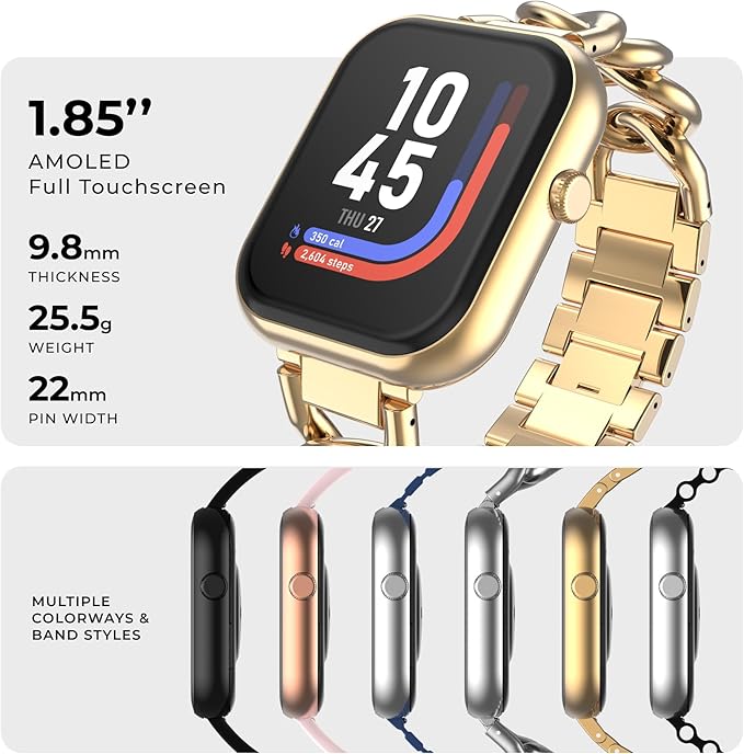 iTouch AIR 5 Smartwatch – 1.85” AMOLED Display, Bluetooth Calling, 100+ Sport Modes, Heart Rate, SPO₂, Stress & Sleep Tracking, IP68 Water Resistant, 7-Day Battery Life – for Android & iOS