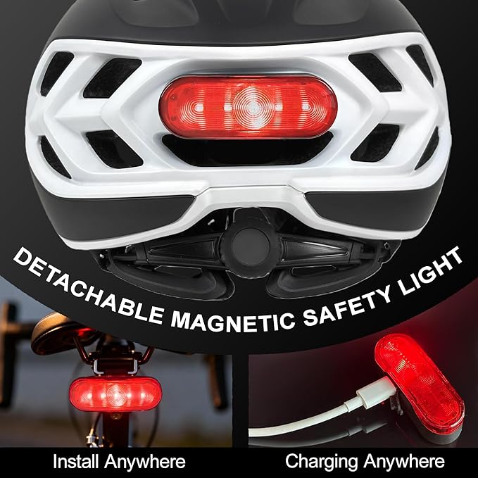 LUMDEER Adult Bike Helmet for Men and Women-Magnetic Taillight, Magnetic Clasps, Lightweight Shockproof, CPSC Safety Certified for Aerodynamic Road Cycling, Mountain Biking & Cyclocross Helmet