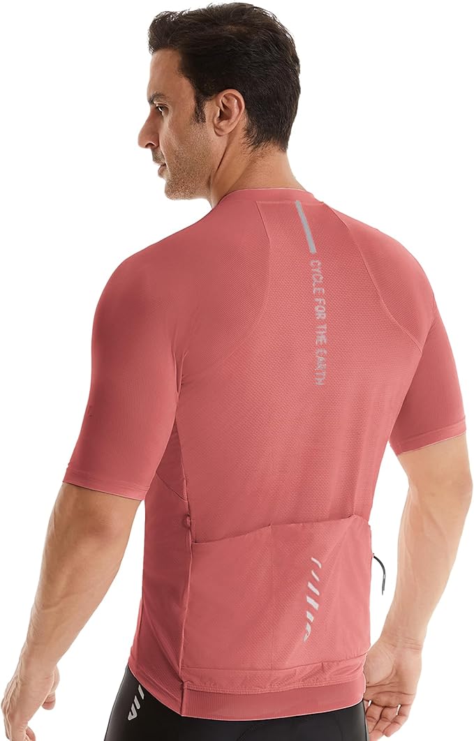Wulibike Cycling Jersey Men Short Sleeve, Road Bike Shirts 1/4 Zipper with Pockets, Bicycle Clothing Breathable Quick Dry