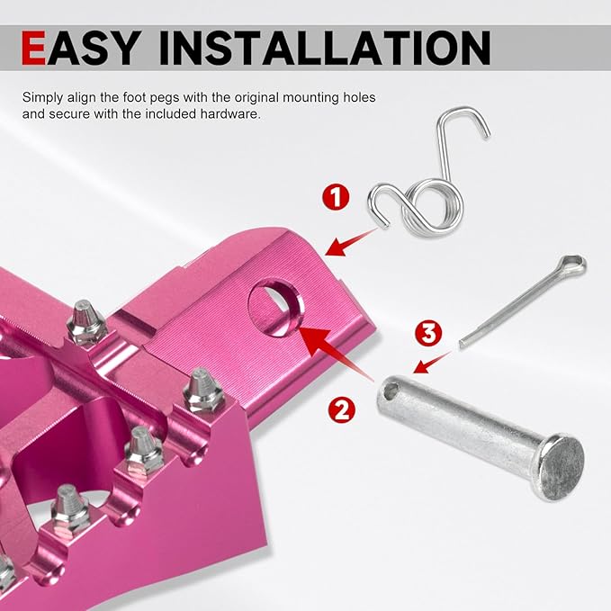 Mini Bike Foot Pegs CNC Anti-Slip Wide Footpegs for Coleman CT100U CT200U BT200X CC100X CRF XR 50 70 110 125 SSR Apollo TaoTao Motorcycle Dirt Bike Pit Bike Pedals Deep Pink