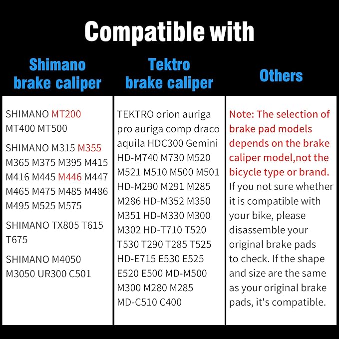 4 Pairs Bike Brake Pads,Bicycle Brake Pads with Installation Tools Compatible with Trp Tektro Shimano Brake Pads MT200 M355 M446 M315 M365,MTB Bike Disc Brake Pads Compatible with Ebike Brake Pads