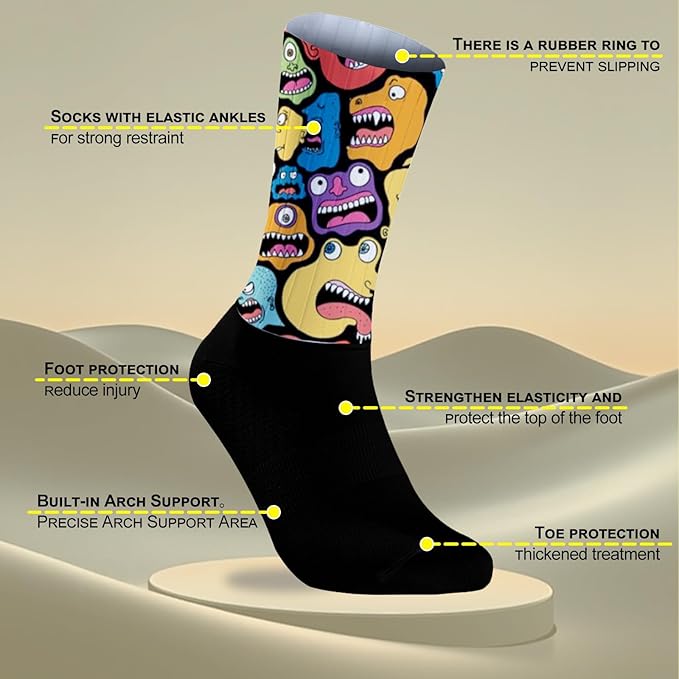 Cycling Socks Athletic Crew Socks Breathable Cushioned Compression Running Hiking Socks For Mens Womens