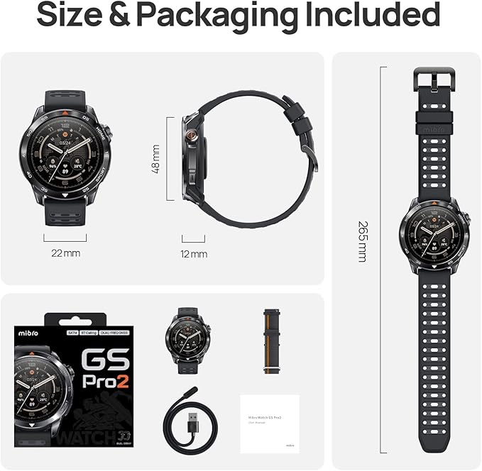 mibro GS Pro2 GPS Smart Watch – Dual Band GPS Running Watch with Mibro Coach Training Plans, 1.43” AMOLED Smartwatch, 20-Day Battery, 5ATM Sports Watch for Hiking, Cycling, Swimming (Dark Gray)