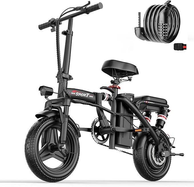 Electric Bike for Adults Teens, 1200W Peak Motor, 25MPH Folding E-Bike, 480/720Wh Battery, 45 Miles Range, Advanced 6/8 Point Suspension, 14" Compact Electric Bicycle with Pedals for Commuting