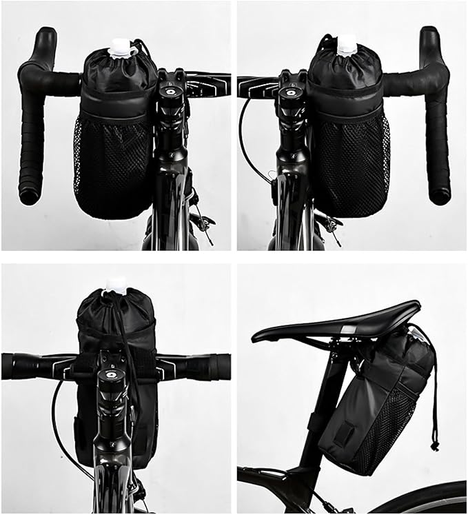 Bike Water Bottle Holder Bag Bike Bag Handlebar Stem Bag Bicycles Cup Drink Holder Insulated Stem Bag Bike Storage Pouch Bike Water Bottle Holder Bag Insulated Drink Cup Holder Handlebar Frame Strap