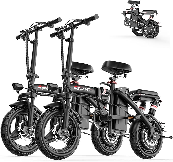 Electric Bike for Adults Teens, 800/1200W Peak Folding Ebike, 22/25MPH & 30/45 Miles Range, 14" Commuting Ebike with Dual Suspension & Dual Brake, 3-Speed Modes, Portable Electric Mini Bike