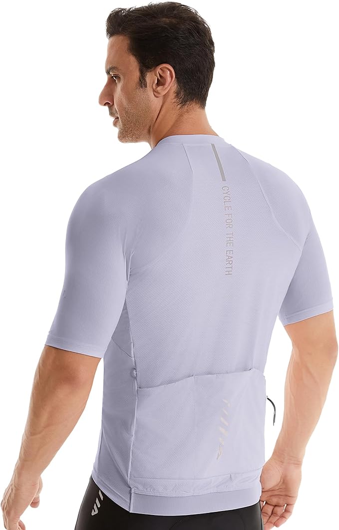 Wulibike Cycling Jersey Men Short Sleeve, Road Bike Shirts 1/4 Zipper with Pockets, Bicycle Clothing Breathable Quick Dry
