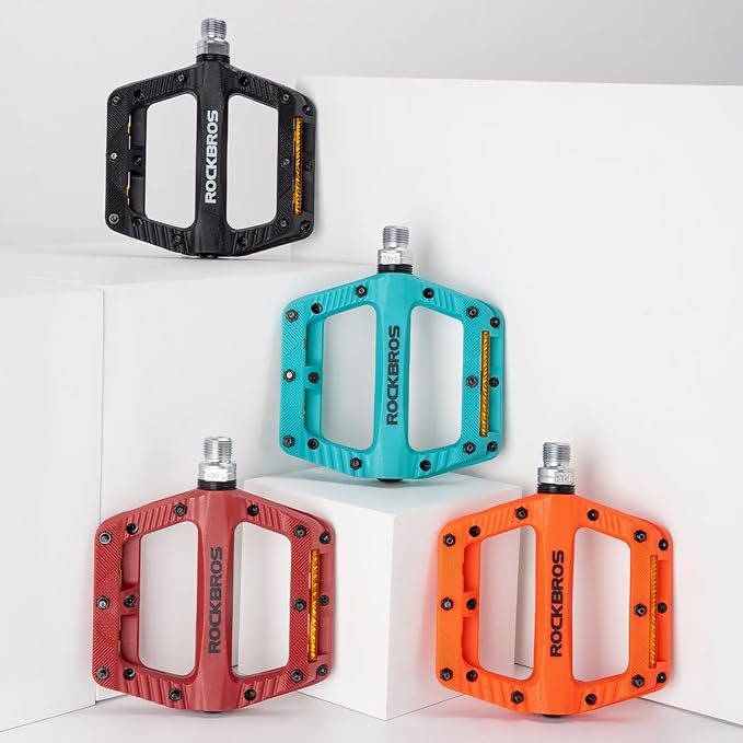ROCKBROS Mountain Bike Pedals Bicycle Nylon Pedals 9/16 Inch Sealed Bearing Lightweight Platform for Road Mountain BMX MTB Bike