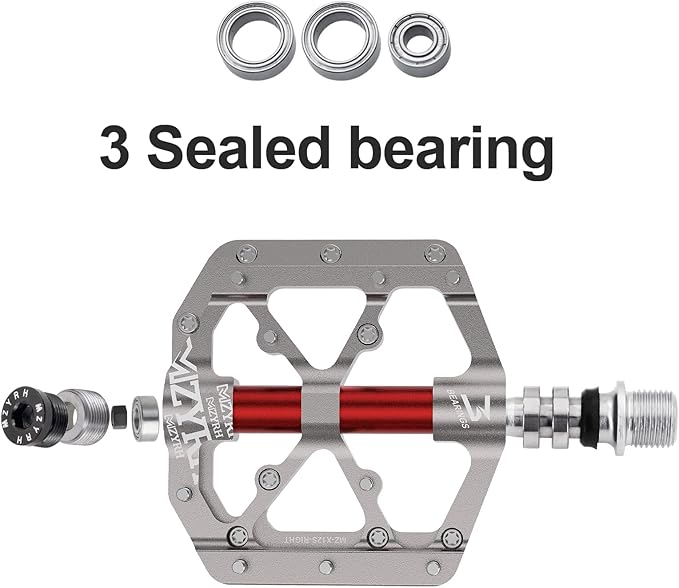 MZYRH Road/Mountain Bike Pedals,Lightweight 3 Bearings Bicycle Pedals,9/16” Aluminum Alloy Flat Pedals for Road Mountain BMX MTB Bike