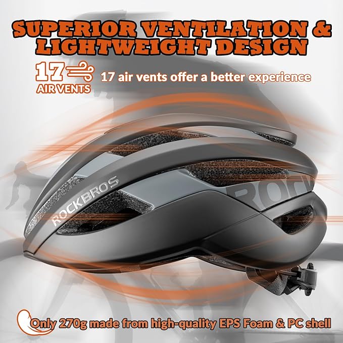 ROCKBROS Bike Helmet for Adults, Size 54-62 cm for Riders, Microshell, Adjustable Dial, Interior Padding, Air Vents, Mountain & Road Bike MTB Commuting
