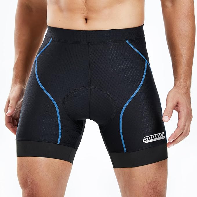 Souke Sports Men's Cycling Underwear Shorts 4D Padded Bike Bicycle MTB Liner Shorts with Anti-Slip Leg Grips