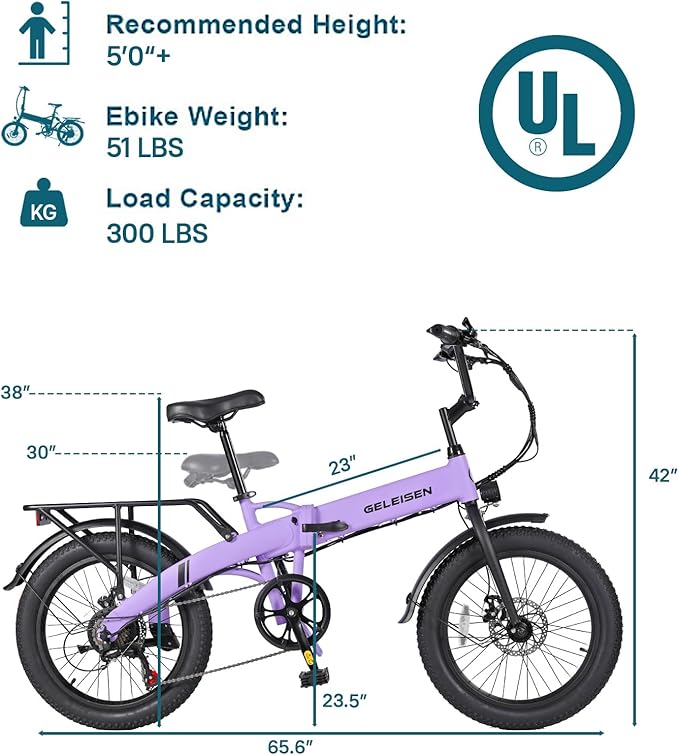Folding Electric Bike for Adults, 20"×3.0 Fat Tire Electric Bicycle, 374.4Wh Battery Ebike, 20MPH Electric Cargo Bike with LCD Color Display & 6 Speed Gears (Fits for 5'0"+)