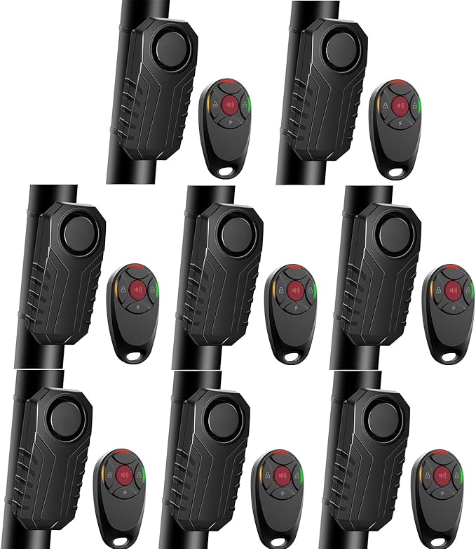 113dB Bike Alarm,Motorcycle Alarm,Burglar Vibration Motorcycle Bicycle Alarm Security System IP65 Waterproof, Suitable for Scooter Vehicle Trailer Car Door Window Electric Bike Accessories, 8PC