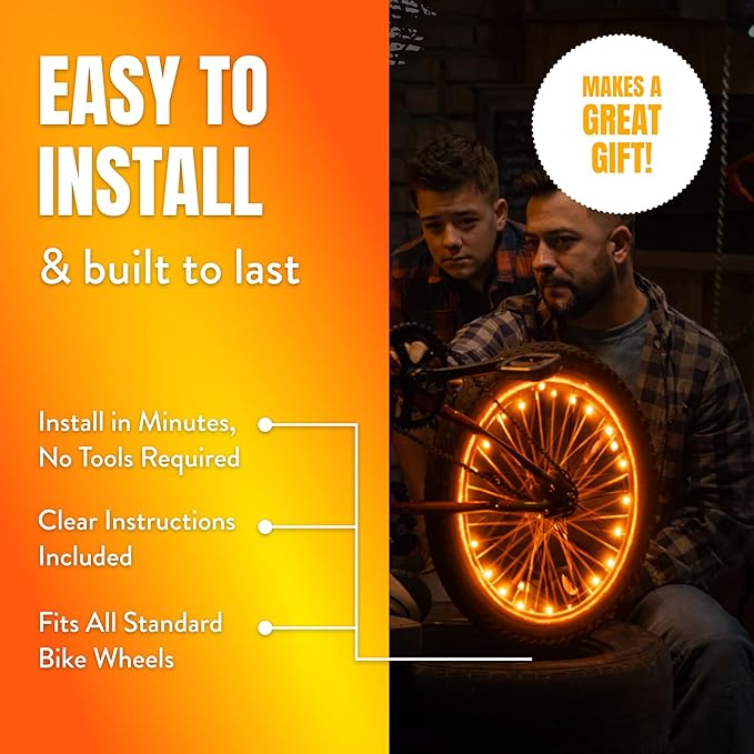 Activ Life 2-Tire Pack LED Bike Wheel Lights with Batteries Included, Get 100% Brighter and Visible from All Angles for Ultimate Safety and Style